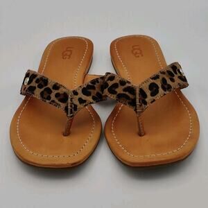 UGG Leather Leopard Tuolumne Fur Womens Sandals Pre-owned Size 5.5